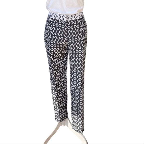 Worthington Women's Ankle Pants, Black/White, Brocade Geometric Pattern, Sz 4 - Picture 1 of 12